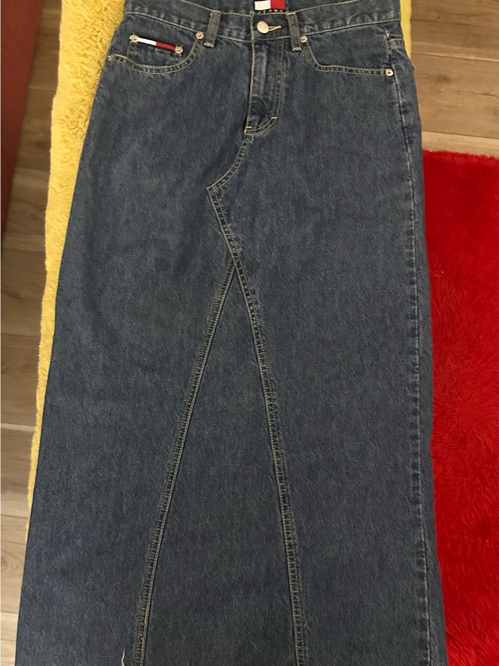 Tommy Hilfiger Dark Wash Denim Maxi Jean Skirt with Front Panel